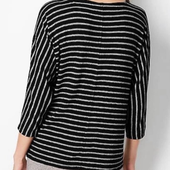 J. JILL WEAREVER COLLECTION V-Neck Black Cream Striped Dolman Top Size S - Picture 4 of 10